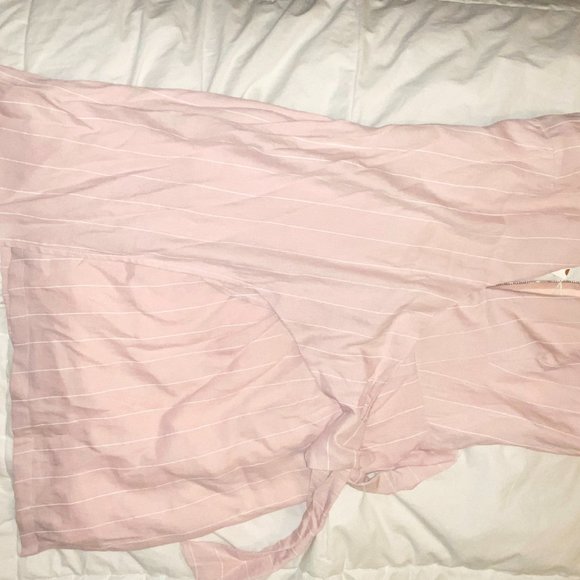 Pink with white strips strapless mini dress - Picture 4 of 6